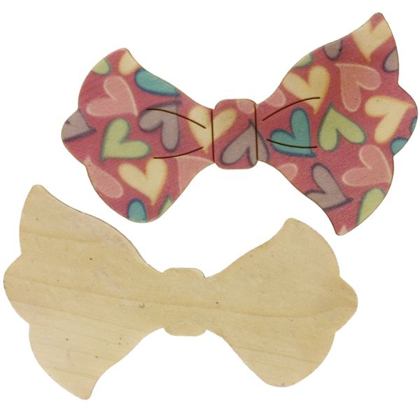 WOODEN BEADS FOR ADHESION - BOW TIE 02 - 50 pcs.