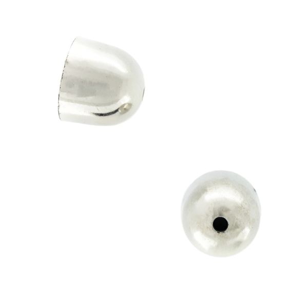 METAL PLATED PLASTIC / CCB BEADS - CAP HALF-OVAL - 12x10mm NICKEL - PACKAGE 250g Hole-2.0mm (770pcs.)