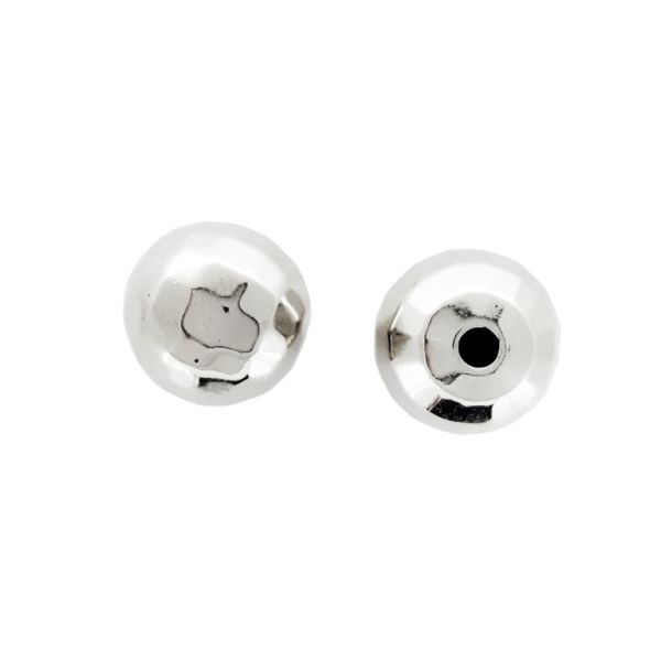 METAL PLATED PLASTIC / CCB BEADS - BALL FACETED - 12mm NICKEL - PACKAGE 500g Hole-2.5mm (560pcs.)