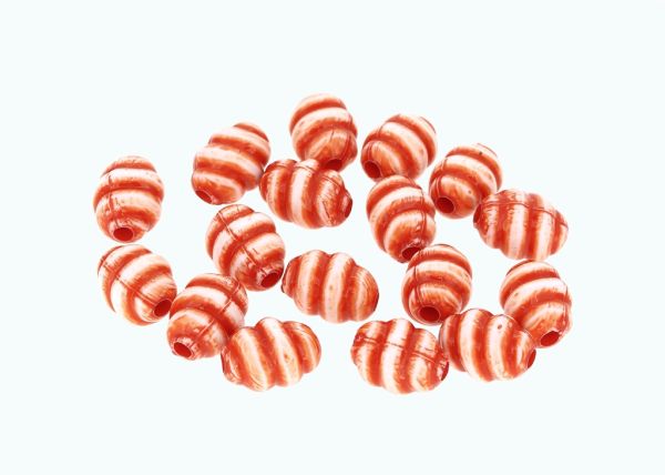 COLOR WASHED PLASTIC BEADS - OVAL SPIRAL - 12x9mm RED 02 - PACKAGE 500g Hole-2.5mm (1000pcs.)