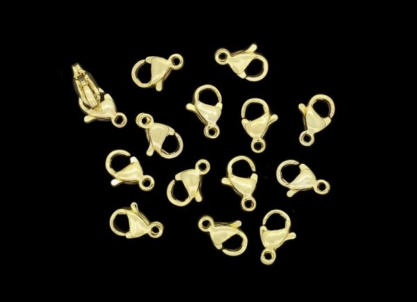METAL ELEMENTS - LOBSTER CLAW CLASP PARROT CLOSURE - STEEL 304 - 6x9x3mm GOLD COLOR - PACKAGE 50pcs. Hole-1.2mm