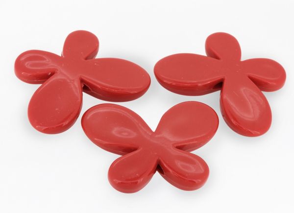 ПЛЪТНИ ПЛАСТМАСОВИ МЪНИСТА - ПЕПЕРУДА 01 ГЛАДКА - 33х46х8мм ЧЕРВЕНО ВА07 - 50 гр. Отвор-3.5мм (6 бр.)