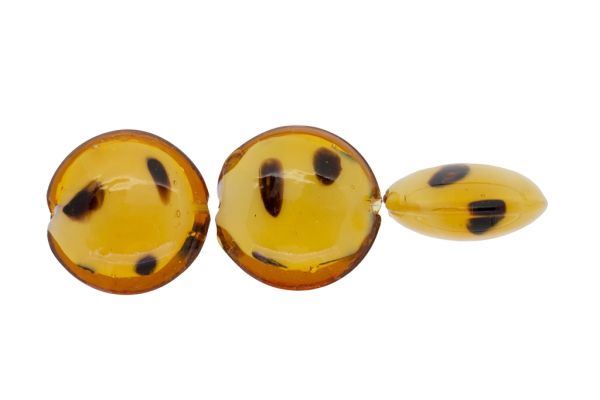 GLASS BEADS - MURANO STYLE - BONIBON WITH WHITE FILLING - 29х13mm BROWN (LIGHT) WITH BROWN - 10pcs. Hole:1.5mm