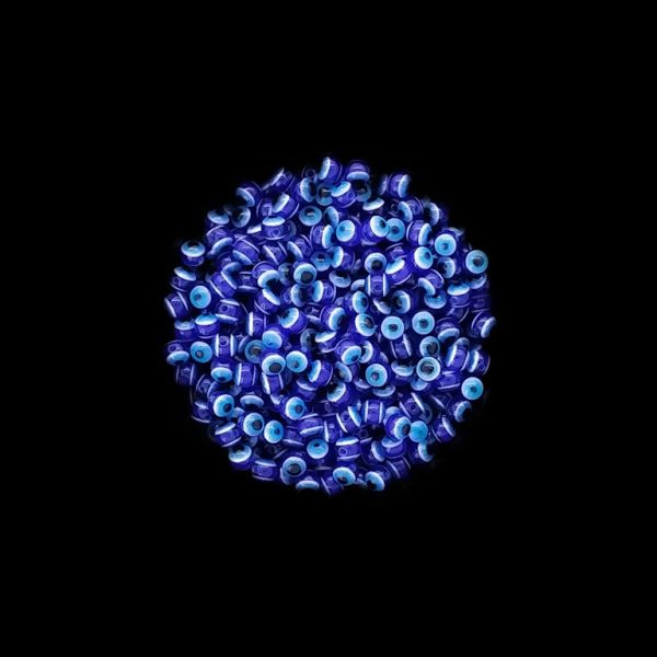 RESIN PLASTIC BEADS - BALL WITH EVIL EYE - 4mm BLUE - PACKAGE 1000pcs. Hole:1.0mm