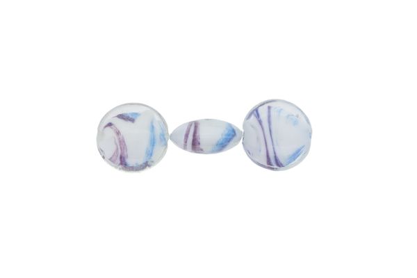 GLASS BEADS - MURANO STYLE - BONIBON WITH COLORFUL FILLING - 20х10mm WHITE-BLUE (LIGHT)-PURPLE - 20pcs. Hole:1.5mm