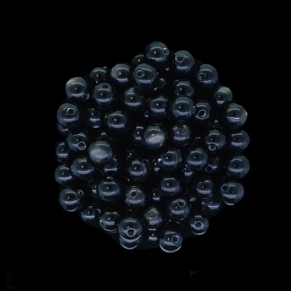 RESIN PLASTIC BEADS - CAT'S EYE - BALL - 8mm BLACK - PACKAGE 1000pcs. Hole-1.5mm