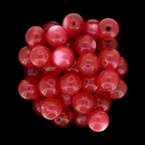 RESIN PLASTIC BEADS - CAT'S EYE - BALL - 10mm CORAL PINK (DARK) - PACKAGE 1000pcs. Hole-2.0mm