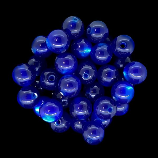 RESIN PLASTIC BEADS - CAT'S EYE - BALL - 10mm BLUE (DARK) - 25pcs. Hole-2.0mm