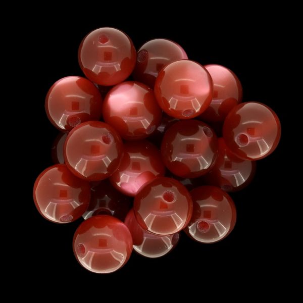 RESIN PLASTIC BEADS - CAT'S EYE - BALL - 14mm MAHOGANY - PACKAGE 250pcs. Hole-2.5mm