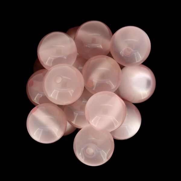 RESIN PLASTIC BEADS - CAT'S EYE - BALL - 16mm PEACH (LIGHT) - PACKAGE 100pcs. Hole-3.0mm