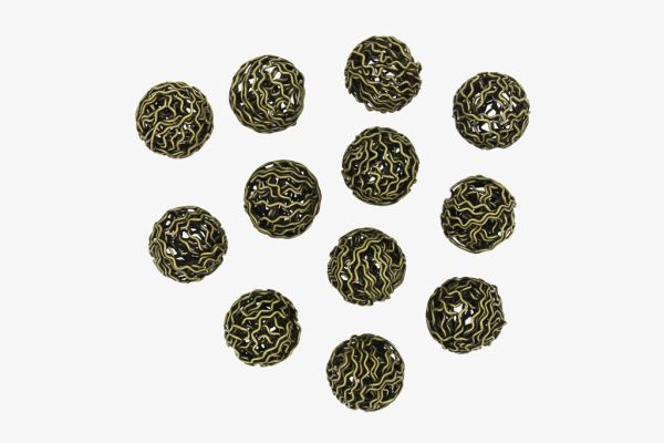 METAL BEADS - WIRE YARN - BALL 06 - 14 MM ANTIQUE BRONZE - 50pcs.