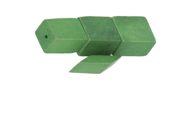 WOODEN BEADS - IRREGULAR FORM 01 - 20х17х17mm GREEN - 100pcs. Hole:3.0mm