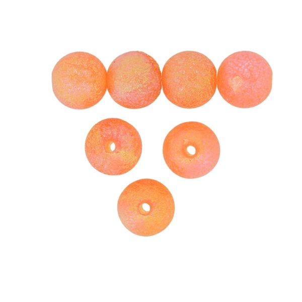 TRANSPARENT PLASTIC BEADS WITH COATING - STARDUST - BALL - 12mm ORANGE - 500g Hole-2.4mm (585 pcs.)