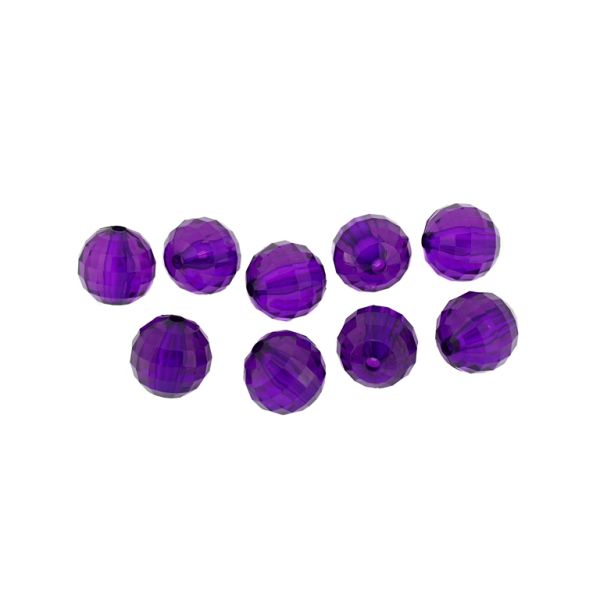 TRANSPARENT PLASTIC BEADS - BALL FACETED - 14mm VIOLET (DARK) V54 - 50g Hole-2.5mm (33pcs.)