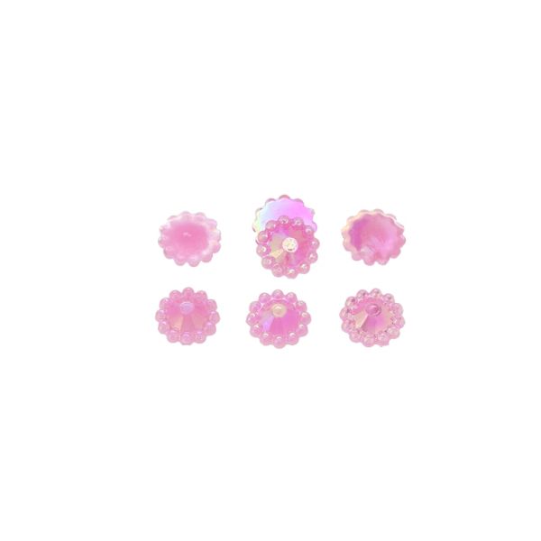 ADHESIVE BEADS - PLASTIC PEARLS - FLOWERS FACETED - 8x2mm PINK AB 37 - 20g (380 pcs.)