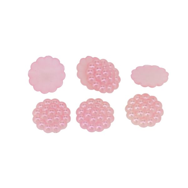 ADHESIVE BEADS - PLASTIC PEARLS - RASPBERRY - 13x4mm PINK (LIGHT) 30 - PACKAGE 250g (780pcs.)