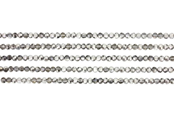 GLASS BEADS - CRYSTALS HALF-METALLIC - BALL FACETED 04 - 4mm SILVER (DARK) 109 - PACKAGE (5x100pcs.) Hole-0.8mm