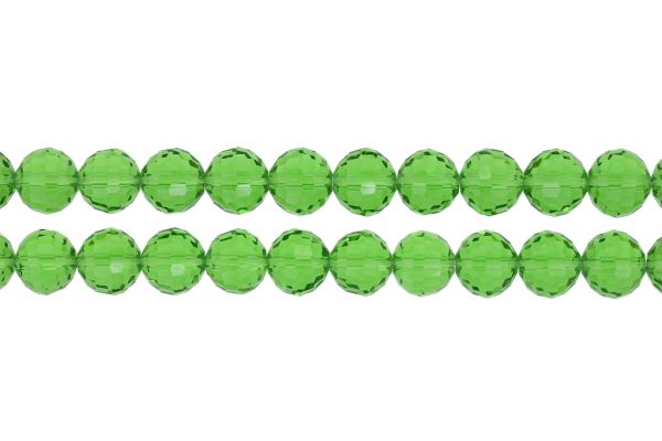 GLASS BEADS - CRYSTALS TRANSPARENT - BALL FACETED 04 - 12mm GREEN (LIGHT) 020 - PACKAGE (2x50pcs.) Hole-1.5mm