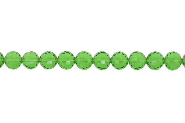 GLASS BEADS - CRYSTALS TRANSPARENT - BALL FACETED 04 - 12mm GREEN (LIGHT) 020 - STRING (50pcs.) Hole-1.5mm