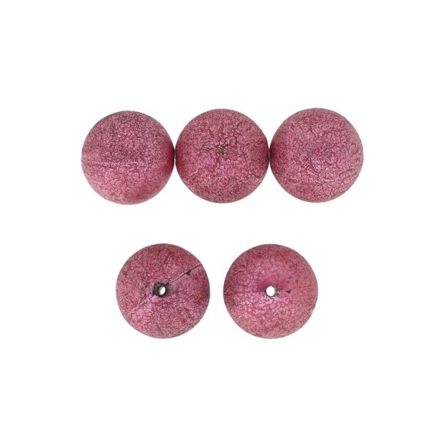 PLASTIC BEADS WITH COATING - STARDUST - BALL - 20mm PINK (DARK) - 50g Hole-2.2mm (9 pcs.)