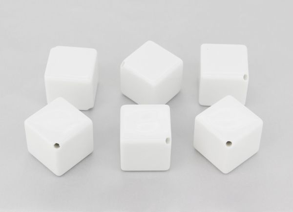 OPAQUE PLASTIC BEADS - CUBE DIAGONAL - 20x20mm WHITE С01 - 50g Hole-2.5mm (5pcs.)