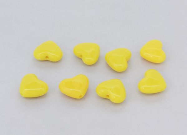 OPAQUE PLASTIC BEADS - HEART 02 - 16x19x9mm YELLOW (DARK) С19 - PACKAGE 500g Hole-2.5mm (300pcs.)