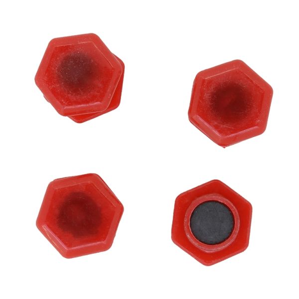 OFFICE ACCESSORIES - MAGNET WITH PLASTIC COATING - HEXAGON - 20x6mm RED - PACKAGE 60pcs.