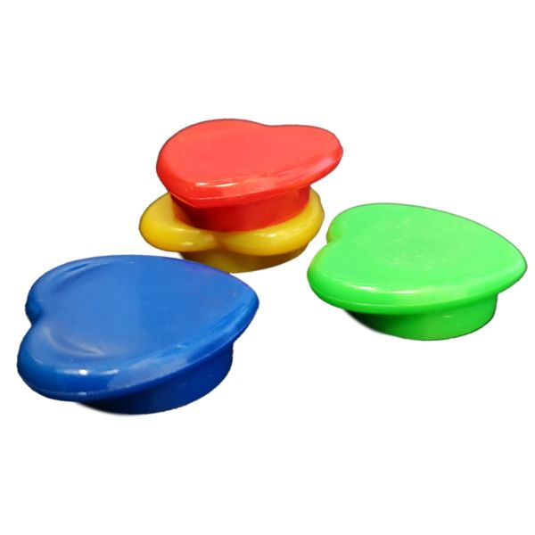 OFFICE ACCESSORIES - MAGNET WITH PLASTIC COATING - HEART - 28x28x9mm MIX - 5pcs.