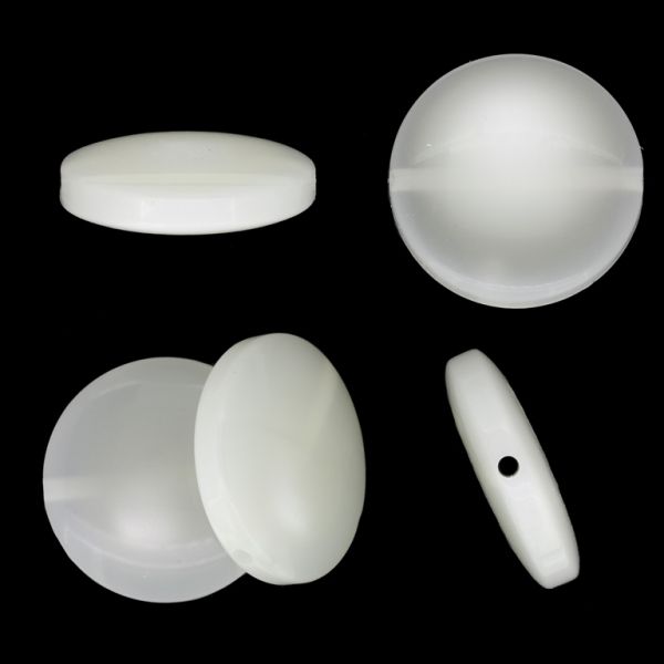 PLASTIC BEADS - RESIN - CAT'S EYE - DISK - 30x9mm WHITE - 50g Hole-2.5mm (8pcs.)