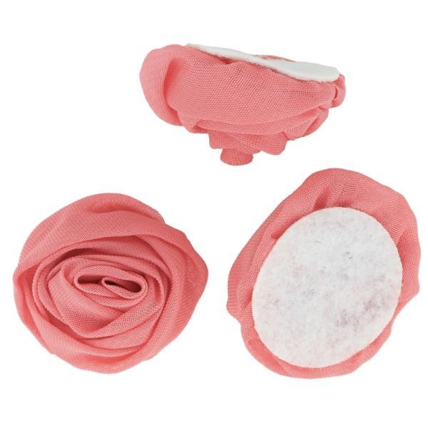 TEXTILE BEADS - CHIFFON - ROSE FOR GLUING - 36mm CORAL 110 - PACKAGE 50pcs.