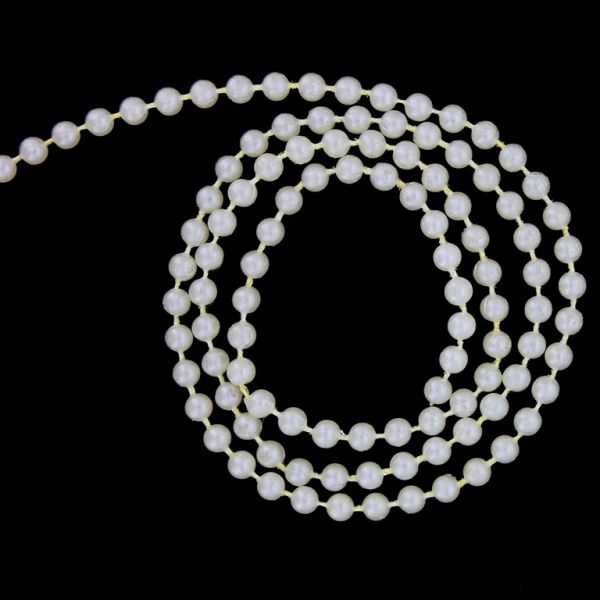 PLASTIC BEADED GARLAND - 4mm IVORY - 140meters