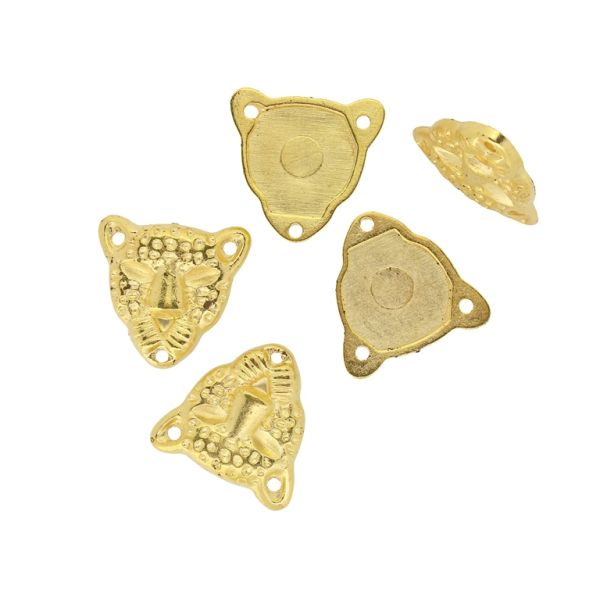 FOR SEWING - METALLIZED CCB - LEOPARD HEAD 01 - 22x21x3.5mm GOLD COLOR - 20g (30pcs.) Hole-3x2.0mm