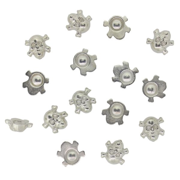 ADHESIVE BEADS - METALLIZED CCB - SKULL WITH BONES 01 - 12x12x4мм NICKEL COLOR - 250g (830pcs.)