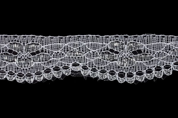 LACE - POLYESTER - MODEL 02 - 27mm WHITE-SILVER - 10meters