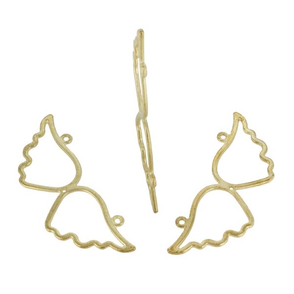 МЕТАЛНИ МЪНИСТА - ВИСУЛКА - 2 ХАЛКИ ЗА КОЛИЕ - АНГЕЛСКИ КРИЛА 02 - 23х60х1.4мм ЗЛАТИСТО - 40 бр. Отвор-1.8мм