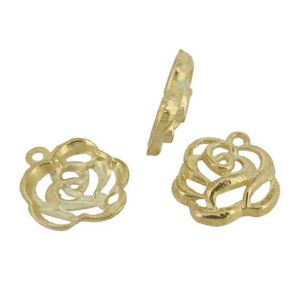 METAL BEADS - PENDANT - ROSE 01 - 23x21x5mm GOLD - 4pcs. Hole-2.2mm