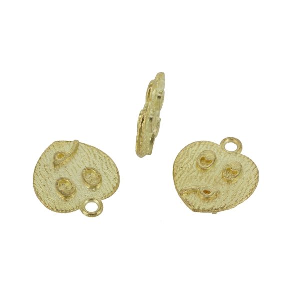 METAL BEADS - PENDANT - HEART EMOJI - 20x17x3mm GOLD - PACKAGE 40pcs. Hole-2.5mm