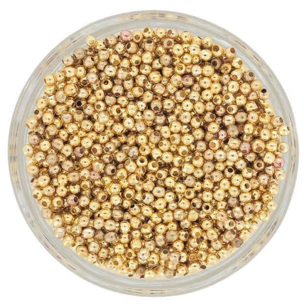 METAL BEADS FOR STRINGING - BALL - 2mm GOLD - 10000pcs. Hole-1.0mm