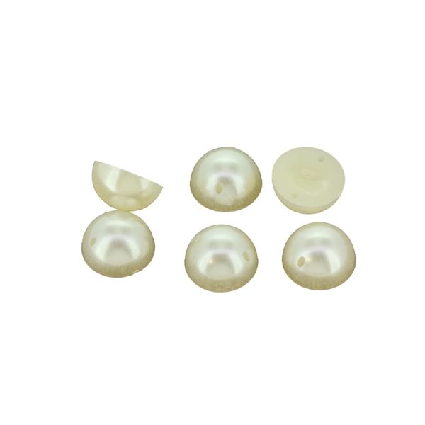 BEADS FOR SEWING - PLASTIC BEADS - HEMISPHERE - 12x6mm ECRU 18 - 20g (41pcs.) Hole-1.0mm 