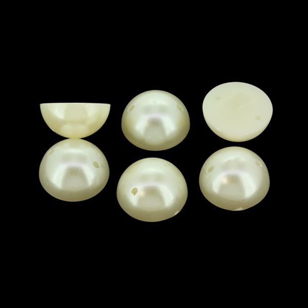 BEADS FOR SEWING - PLASTIC BEADS - HEMISPHERE - 16x8mm ECRU 17 - 20g (20pcs.) Hole-1.0mm 