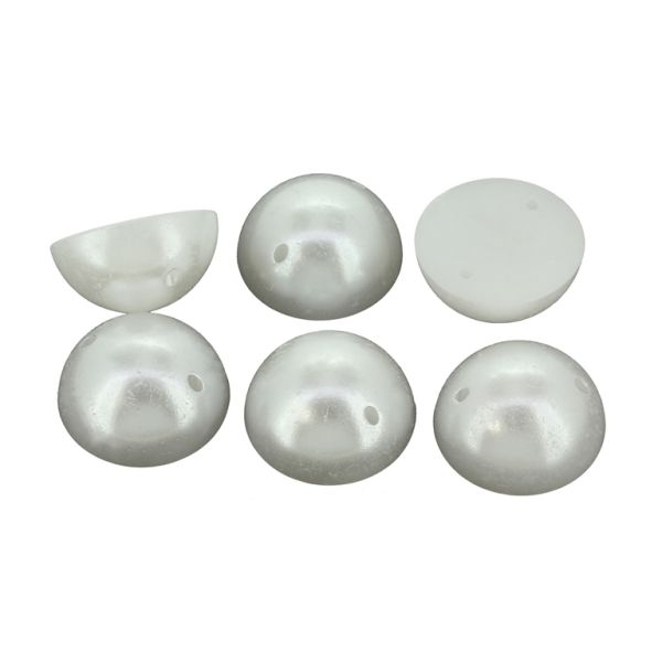 BEADS FOR SEWING - PLASTIC BEADS - HEMISPHERE - 18x9mm WHITE 08 - 20g (13pcs.) Hole-1.5mm