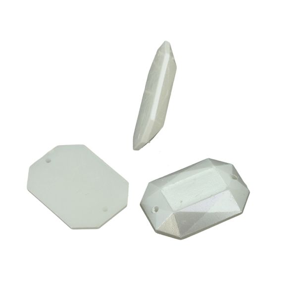 BEADS FOR SEWING - PLASTIC BEADS - RECTANGLE FACETED - 25x18x4mm WHITE 06 - 20g (16pcs.) Hole-1.0mm 