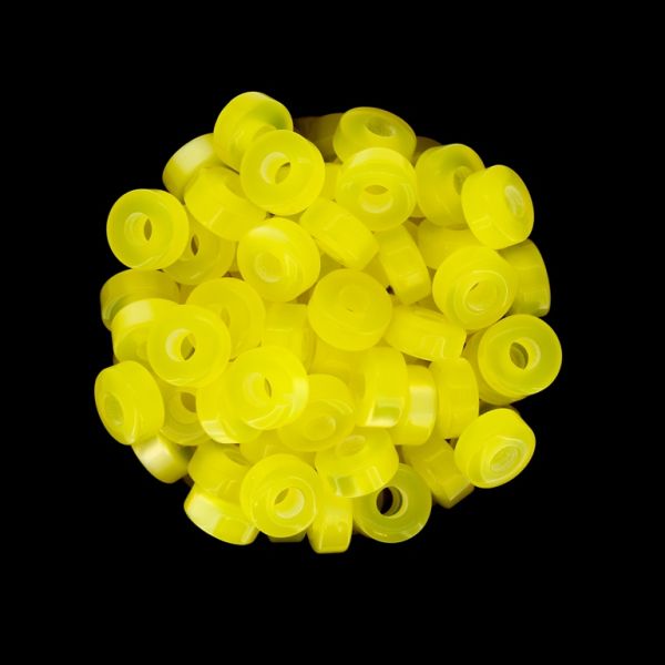 RESIN PLASTIC BEADS - CAT'S EYE - WASHER - 9x4mm YELLOW - 1000 pcs. Hole-3.5mm