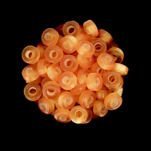 RESIN PLASTIC BEADS - CAT'S EYE - WASHER - 9x4mm ORANGE (LIGHT) - 1000 pcs. Hole-3.5mm