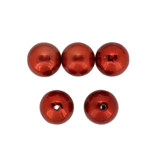 METAL PLATED PLASTIC / CCB PENDANTS - SPRAYED - BALL - 18mm RED - PACKAGE 500g Hole-2.8mm (150pcs.)