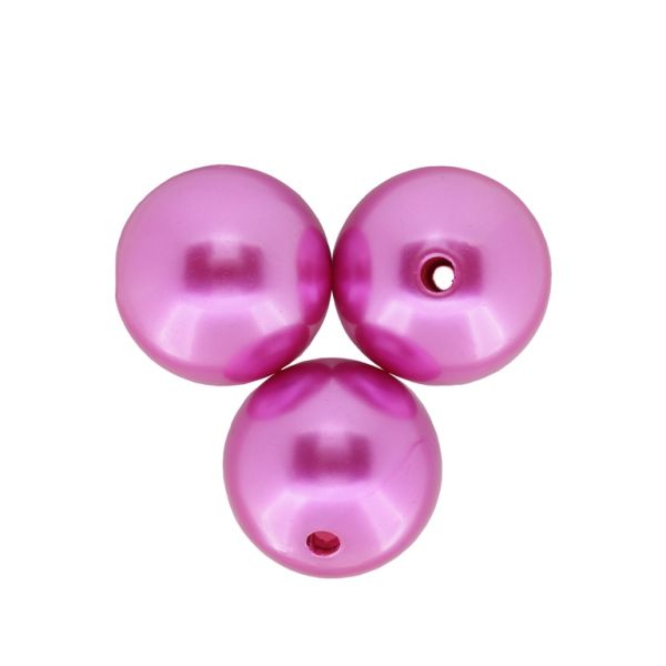 ACRYLIC IMITATION PLASTIC PEARLS - BALL - 24mm CYCLAMEN - 50g Hole-3.5mm (6pcs.)
