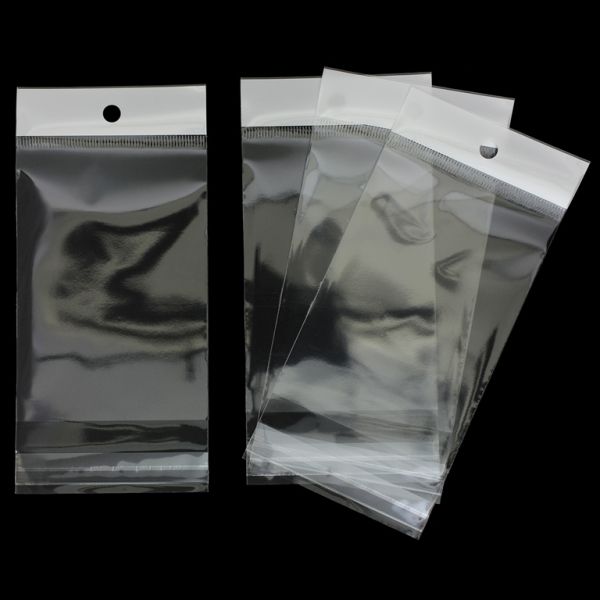 PACKAGING - CELLOPHANE BAG WITH WHITE POST - 7.5x12+4cm (40µ) - 200pcs.