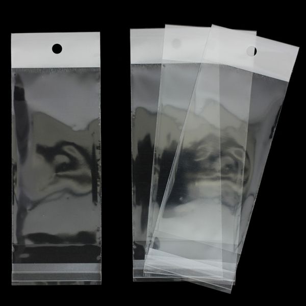 PACKAGING - CELLOPHANE BAG WITH WHITE POST - 6x12+4cm (40µ) - 200pcs.
