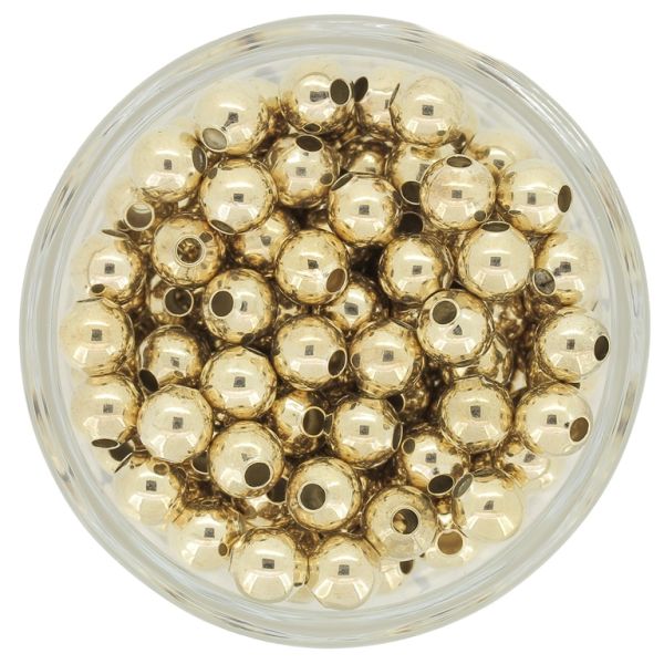 METAL BEADS FOR STRINGING - BALL - 6mm GOLD (LIGHT) - 1000pcs. Hole-2.0mm