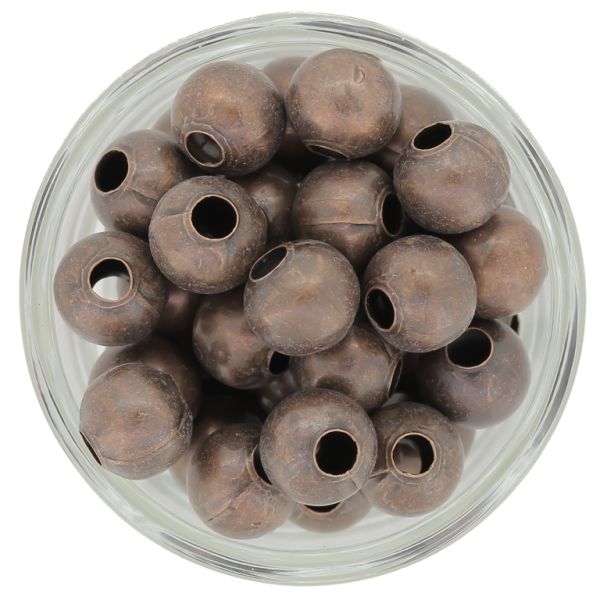 METAL BEADS FOR STRINGING - BALL - 10mm ANTIQUE BRASS - 25pcs. Hole-3.8mm